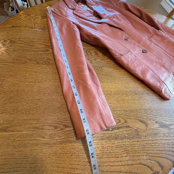 Remy Vintage Salmon Pink Leather Jacket Blazer Size 8 Fits Small Buttery Soft - Picture 5 of 7
